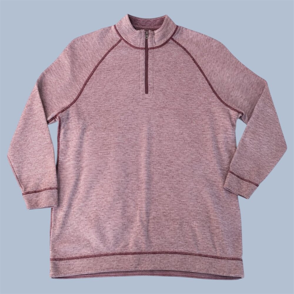  Tommy Bahama XL men’s reversible quarter zip oversized red heather